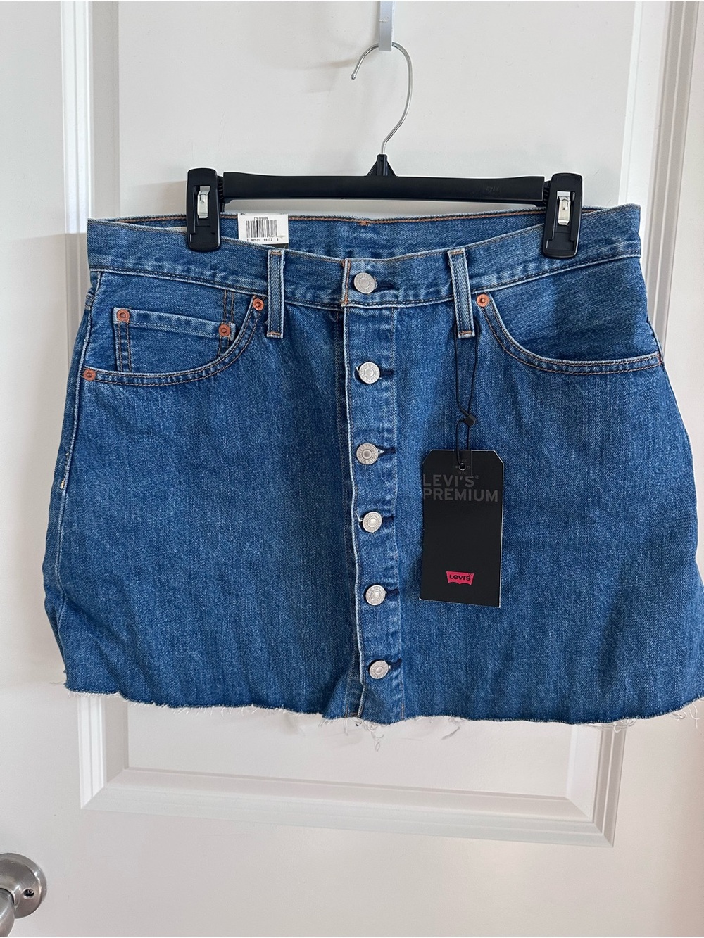 Levi's Denim Button-Front Mini Skirt in Blue